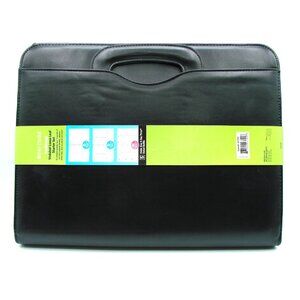 NEW Day-Timer Planner Briefcase Handles Black Leather Organizer Zipper 14x11"